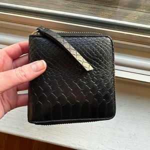 & Other Stories Croc Embossed Leather Wallet in Black